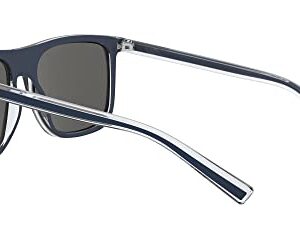 A|X ARMANI EXCHANGE Men's AX4102SF Low Bridge Fit Square Sunglasses, Shiny Blue/Silver Mirrored, 57 mm