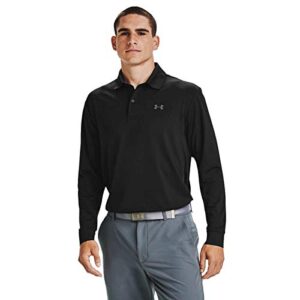 under armour men's performance polo 2.0 long sleeve t-shirt , black (001)/pitch gray , xx-large