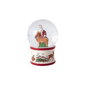 villeroy & boch 14-8327-6649 christmas, large snow globe santa and stag, porcelain, multicoloured, 13 x 13 x 17 cm
