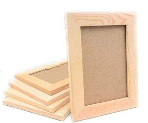 pack of 12 unfinished solid wood picture frames for arts crafts, diy painting project stand or hang on the wall 6x8 frame size holds 6x4 pictures for kids craft birthday, school projects
