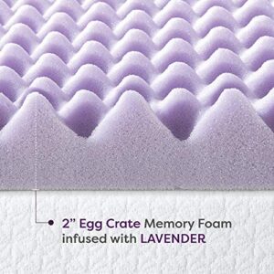 Best Price Mattress 2 Inch Egg Crate Memory Foam Mattress Topper with Soothing Lavender Infusion, CertiPUR-US Certified, Queen