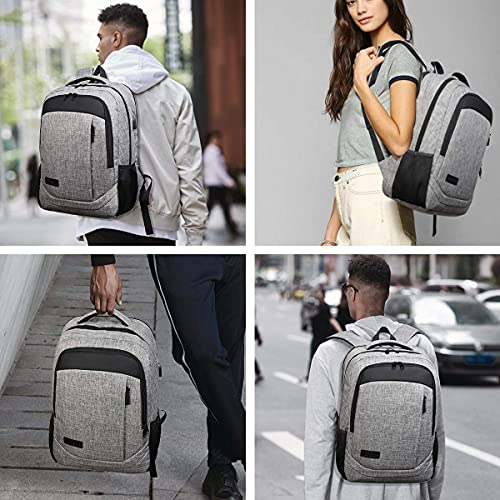 Monsdle Travel Laptop Backpack Anti Theft Backpacks with USB Charging Port, Travel Backpacks Business Work Bag 15.6 Inch College Computer Bag for Men Women, Grey