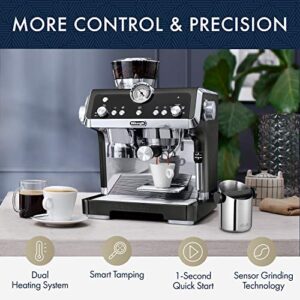 De'Longhi La Specialista Espresso Machine with Sensor Grinder, Dual Heating System, Advanced Latte System & Hot Water Spout for Americano Coffee or Tea, Black, EC9335BK