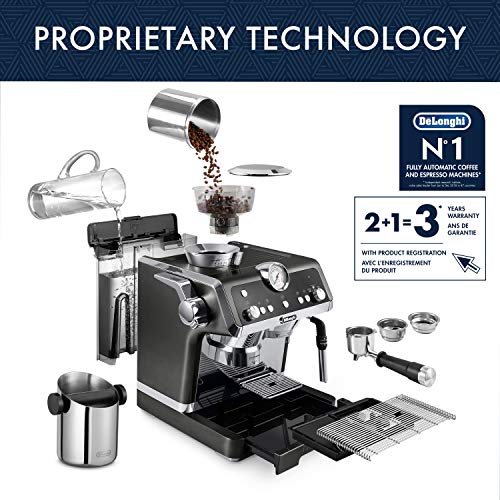 De'Longhi La Specialista Espresso Machine with Sensor Grinder, Dual Heating System, Advanced Latte System & Hot Water Spout for Americano Coffee or Tea, Black, EC9335BK