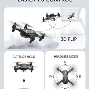 DEERC D20 Mini Drone for Kids with 720P HD FPV Camera Remote Control Toys Gifts for Boys Girls with Altitude Hold, Headless Mode, One Key Start Speed Adjustment, 3D Flips 2 Batteries, Black