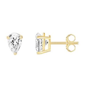 14k yellow gold plated sterling silver cubic zirconia stud earrings for women pear 6x8mm