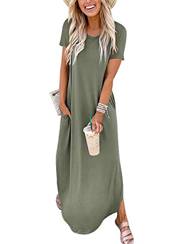 ANRABESS Women's Summer Maxi Dress Casual Loose T-Shirt Dress s Long Dress Short Sleeve Split A222-ganlanlv-XL