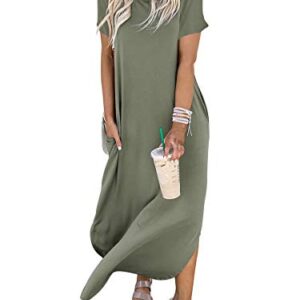 ANRABESS Women's Summer Maxi Dress Casual Loose T-Shirt Dress s Long Dress Short Sleeve Split A222-ganlanlv-XL