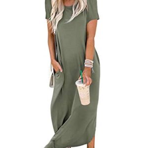 ANRABESS Women's Summer Maxi Dress Casual Loose T-Shirt Dress s Long Dress Short Sleeve Split A222-ganlanlv-XL