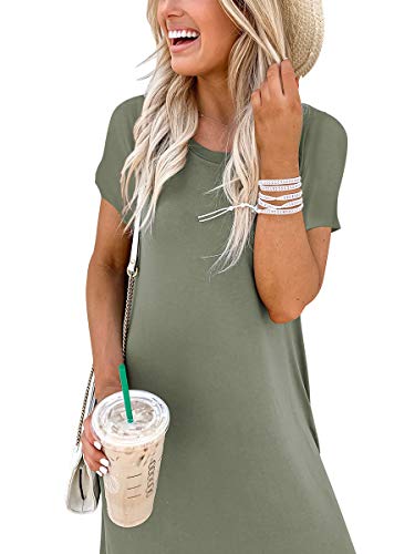 ANRABESS Women's Summer Maxi Dress Casual Loose T-Shirt Dress s Long Dress Short Sleeve Split A222-ganlanlv-M