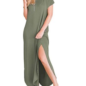 ANRABESS Women's Summer Maxi Dress Casual Loose T-Shirt Dress s Long Dress Short Sleeve Split A222-ganlanlv-M