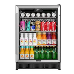 galanz glb57ms2b15 172 cans built in beverage refrigerator, digital temperature control, white led interior lighting, stainless steel