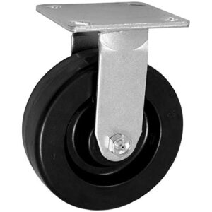 ICON Caster Wheels 6" x 2" PHN Heavy Duty Industrial Casters, Top Plate 4" x 4.5", Black, 2 Rigid 2 Swivel, Non-Marking Phenolic Wheel, Load Capacity 4800 lbs. per Set (4-Pack)