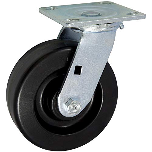 ICON Caster Wheels 6" x 2" PHN Heavy Duty Industrial Casters, Top Plate 4" x 4.5", Black, 2 Rigid 2 Swivel, Non-Marking Phenolic Wheel, Load Capacity 4800 lbs. per Set (4-Pack)