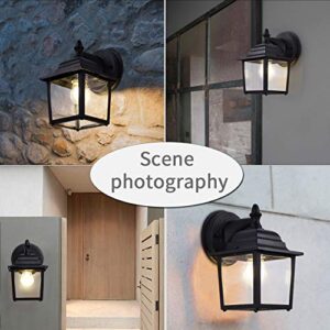 Simple Modern Outdoor Wall Light,Wall Sconce,Wall Lanterns Black, Outdoor Light Fixtures，Cast Aluminum, Anti-Rust, Transparent Glass lamp，Suitable for Courtyards, Villas, Parks, Plazas (2pack-)