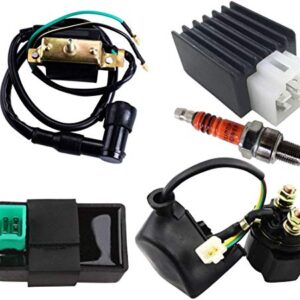 CDI Box Ignition Coil 5 Pin Regulator Rectifier Relay Spark Plug for Kazuma Meerkat 50cc Falcon 70cc 90cc 110cc Taotao Roketa Coolster 110CC ATV 3050B by Lucky Seven