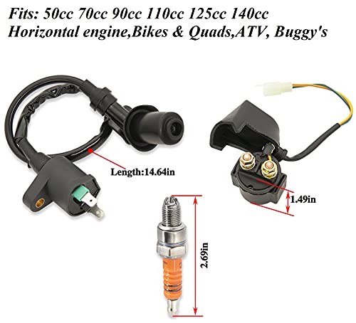 CDI Box Ignition Coil 5 Pin Regulator Rectifier Relay Spark Plug for Kazuma Meerkat 50cc Falcon 70cc 90cc 110cc Taotao Roketa Coolster 110CC ATV 3050B by Lucky Seven