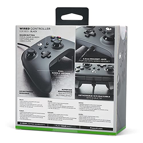 PowerA Wired Controller For Xbox Series X|S - Black, Gamepad, Video Game Controller Works with Xbox One