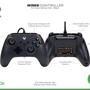 PowerA Wired Controller For Xbox Series X|S - Black, Gamepad, Video Game Controller Works with Xbox One