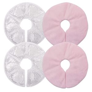 breast therapy ice packs, hot and cold breast pads, breastfeeding essentials large gel bead packs for moms, 2 pack (2 ice pack +2 cover(pink))