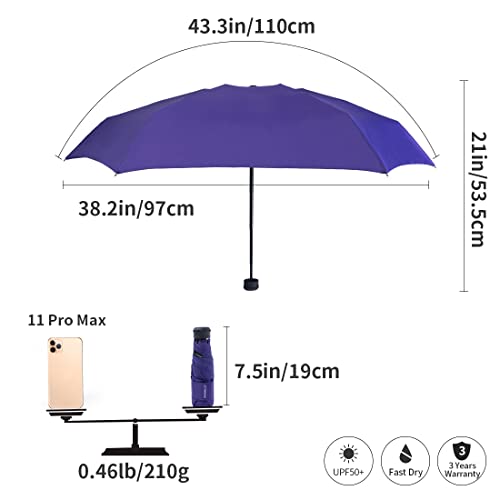 RUMBRELLA Mini Umbrella small UV Umbrella fast dry and Ultra Lightweight, Purple