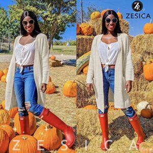 ZESICA Women's 2023 Fall Long Batwing Sleeve Open Front Chunky Knit Cardigan Sweater,B&Apricot,XX-Large