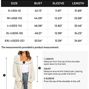 ZESICA Women's 2023 Fall Long Batwing Sleeve Open Front Chunky Knit Cardigan Sweater,B&Apricot,XX-Large