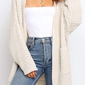 ZESICA Women's 2023 Fall Long Batwing Sleeve Open Front Chunky Knit Cardigan Sweater,B&Apricot,XX-Large