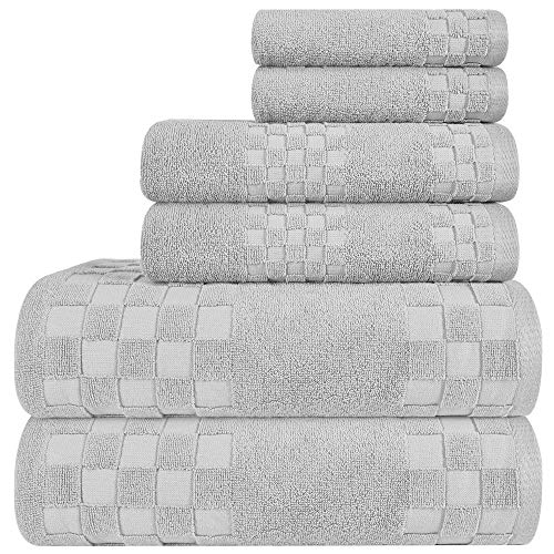 DIAOJIA Bath Towels Gray Towel Soft 6 Piece, Cotton Anti Odor Family Towels, Highly Absorbent Quick-Drying Lightweight Spa Towel for Bathroom 2 Bath Towel 2 Hand Towel 2 Washcloth