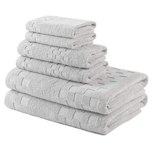 DIAOJIA Bath Towels Gray Towel Soft 6 Piece, Cotton Anti Odor Family Towels, Highly Absorbent Quick-Drying Lightweight Spa Towel for Bathroom 2 Bath Towel 2 Hand Towel 2 Washcloth