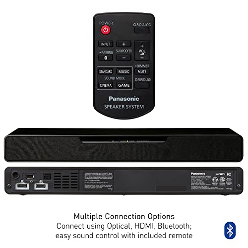 Panasonic SoundSlayer Dolby Atmos Soundbar for TV with Built-in Subwoofer, Small Home Audio Bluetooth-Enabled Speaker, Hi-Res Sound (SC-HTB01),Black