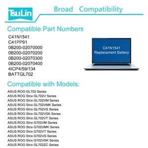 TsuLin C41N1541 Laptop Battery Compatible with Asus Rog Strix GL702 GL702V GL702VM GL702VMK GL702VS GL702VSK GL702VT GL702ZC G702VMK G702VM G702VT G702VSK G702VS Series Notebook 15.2V 76Wh 5000mAh