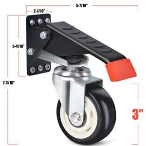 SPACEKEEPER Workbench Casters Kit 880 Lbs - 3 Inch Heavy Duty Retractable Caster Designed for Workbenches Machinery & Tables, 4 Pack