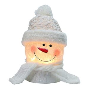 huthomery lighted christmas snowman lamp, electric glass snowman ball night lights with santa claus hat for xmas holidays home décor