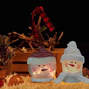 HutHomery Lighted Christmas Snowman Lamp, Electric Glass Snowman Ball Night Lights with Santa Claus Hat for Xmas Holidays Home Décor