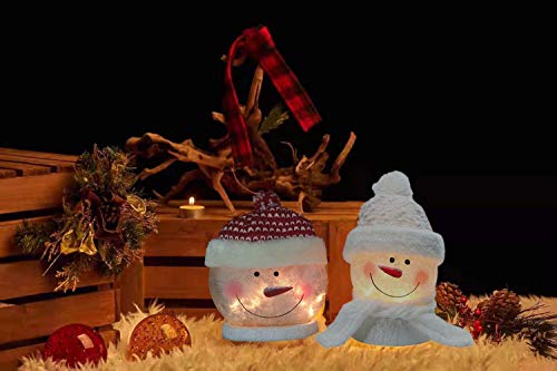 HutHomery Lighted Christmas Snowman Lamp, Electric Glass Snowman Ball Night Lights with Santa Claus Hat for Xmas Holidays Home Décor