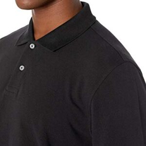 Amazon Essentials Men's Regular-Fit Long-Sleeve Pique Polo, Black, Large