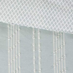 INK+IVY Kara 100% Cotton Duvet Mid Century Modern Design, All Season Comforter Cover Bedding Set, Matching Shams, King/Cal King, Jacquard Stripes Aqua 3 Piece