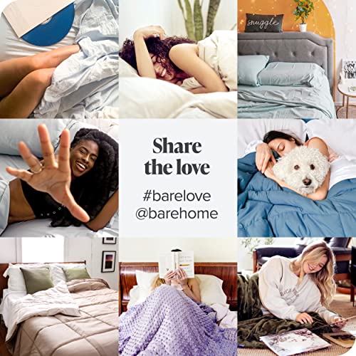 Bare Home 100% Organic Cotton Twin/Twin Extra Long Duvet Cover Set - Crisp Percale Weave - Lightweight & Breathable - Cooling Duvet Cover Set (Twin/Twin XL, Grey)