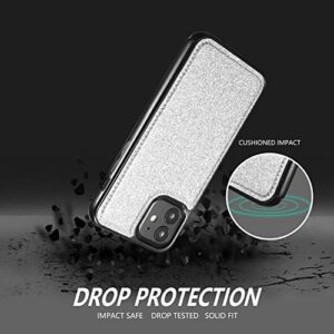 QLTYPRI Case for iPhone 12 Mini Premium PU Leather Rubber Silicone Bumper Card Holder Magnetic Detachable Wallet Case Cover for iPhone 12 Mini (5.4 inch) - Silver