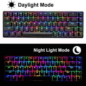 60% Mechanical Gaming Keyboard Blue Switch Mini 68 Keys Wired Type C 18 Backlit Effects,Lightweight RGB 6400DPI Honeycomb Optical Mouse,Gaming Mouse pad for Gamers and Typists (Black)