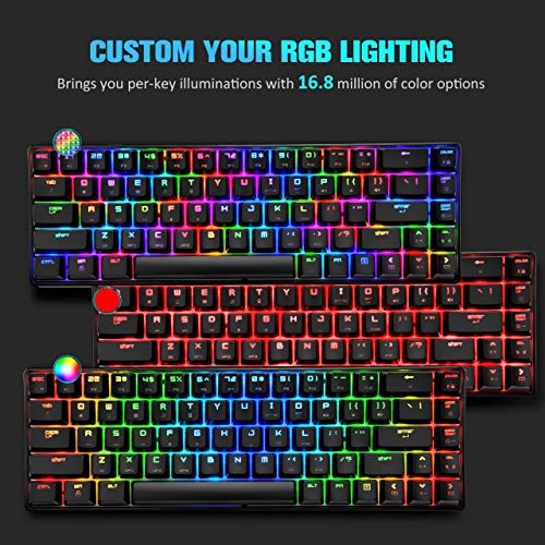 60% Mechanical Gaming Keyboard Blue Switch Mini 68 Keys Wired Type C 18 Backlit Effects,Lightweight RGB 6400DPI Honeycomb Optical Mouse,Gaming Mouse pad for Gamers and Typists (Black)