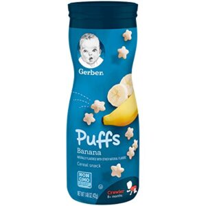 Gerber Teethers Gentle Teething Wafers - Banana Peach, 6 Count & Puffs Cereal Snack, Banana & Strawberry Apple, 8 Count