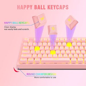 RGB Pink Gaming Keyboard and Mouse Combo,87 Keys Gaming Keyboard Wired RGB Backlit Gaming Keyboard Mechanical Feeling with RGB 7200 DPI Pink Gaming Mouse Set for PC MAC PS4 Xbox Laptop