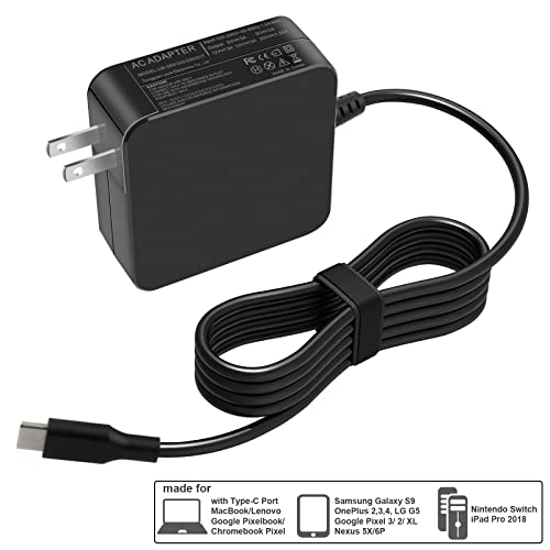 65W 45W USB-C Laptop Charger for Dell Latitude 12 5285 5289 7250 7255 7285;13 7370; 14 5480 7480