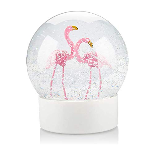 Snow Globe, Flamingo Snow Globe Glitter Snow Globe for Kids, Christmas Snow Globe for Girls White Base 100M