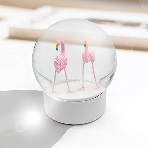 Snow Globe, Flamingo Snow Globe Glitter Snow Globe for Kids, Christmas Snow Globe for Girls White Base 100M