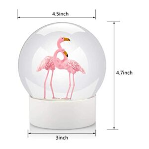 Snow Globe, Flamingo Snow Globe Glitter Snow Globe for Kids, Christmas Snow Globe for Girls White Base 100M