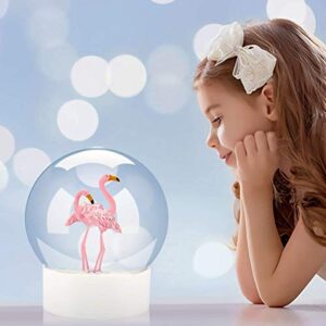 Snow Globe, Flamingo Snow Globe Glitter Snow Globe for Kids, Christmas Snow Globe for Girls White Base 100M