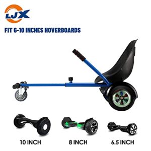 LJX Hoverboard Seat Attachment, Go Kart, Hoverboard Accessories for 6.5” 8” 10” Hoverboard, Wider Seat, Suitable for All Ages (Blue)